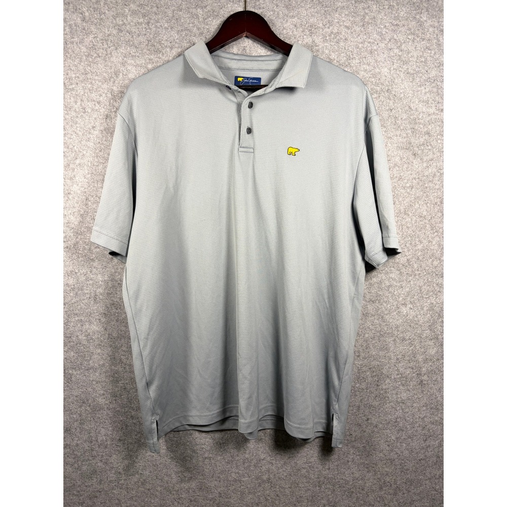 Jack Nicklaus Golden Bear Mens Grey Performance Golf Polo Shirt XL Short Sleeve